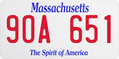 MA license plate 9OA651