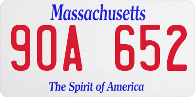 MA license plate 9OA652