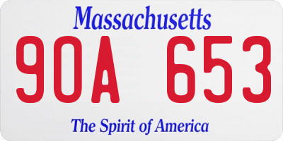 MA license plate 9OA653