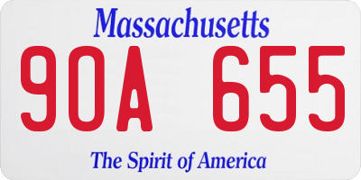 MA license plate 9OA655