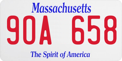 MA license plate 9OA658
