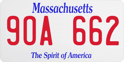 MA license plate 9OA662
