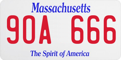 MA license plate 9OA666