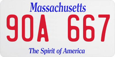 MA license plate 9OA667