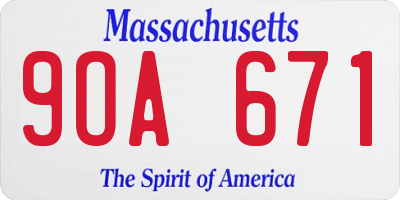 MA license plate 9OA671