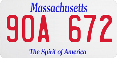 MA license plate 9OA672