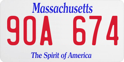 MA license plate 9OA674