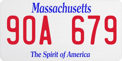 MA license plate 9OA679