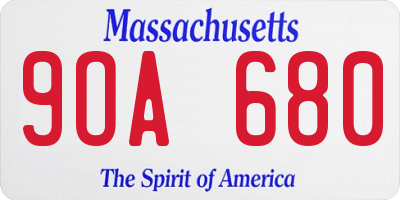 MA license plate 9OA680