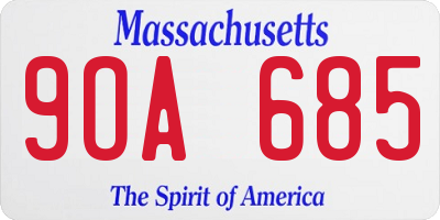 MA license plate 9OA685