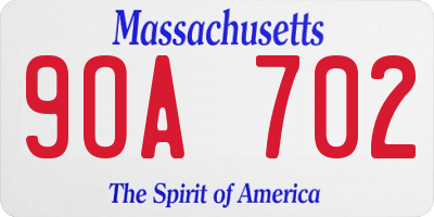 MA license plate 9OA702
