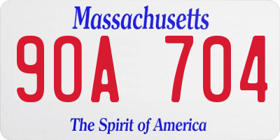 MA license plate 9OA704