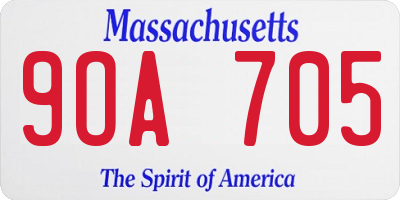MA license plate 9OA705