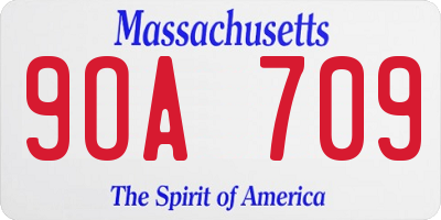 MA license plate 9OA709