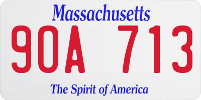 MA license plate 9OA713