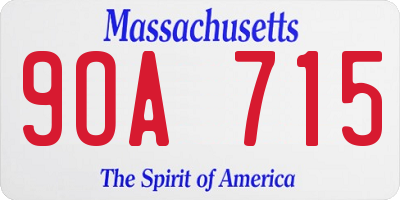 MA license plate 9OA715