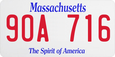 MA license plate 9OA716
