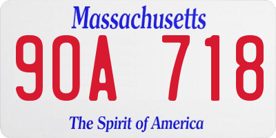 MA license plate 9OA718