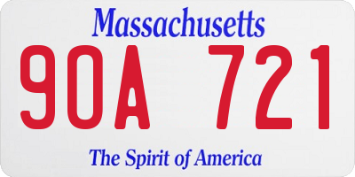 MA license plate 9OA721