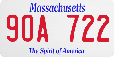 MA license plate 9OA722