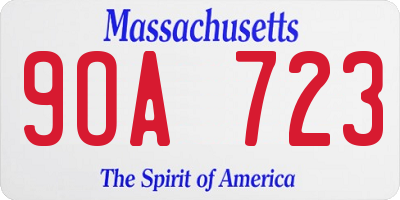 MA license plate 9OA723