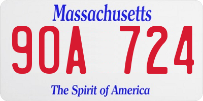 MA license plate 9OA724