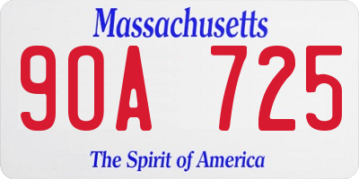 MA license plate 9OA725
