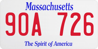 MA license plate 9OA726