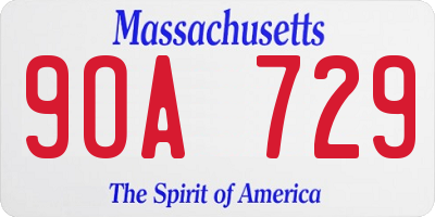 MA license plate 9OA729