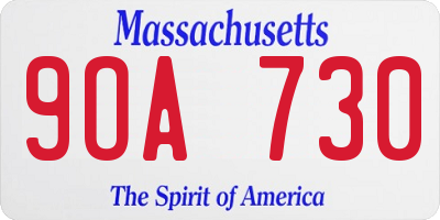 MA license plate 9OA730