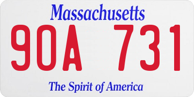 MA license plate 9OA731