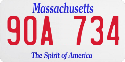 MA license plate 9OA734