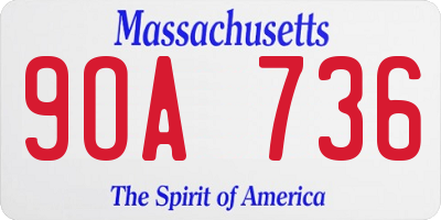 MA license plate 9OA736