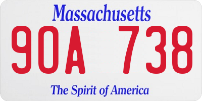 MA license plate 9OA738
