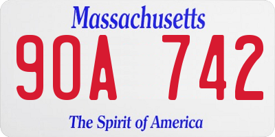MA license plate 9OA742