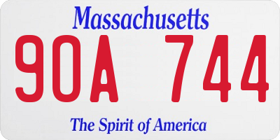 MA license plate 9OA744