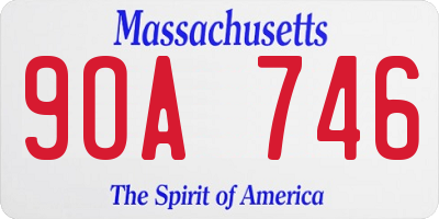 MA license plate 9OA746