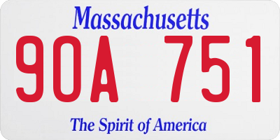 MA license plate 9OA751