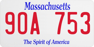 MA license plate 9OA753