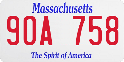 MA license plate 9OA758