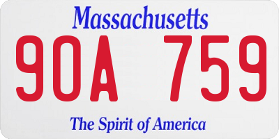 MA license plate 9OA759