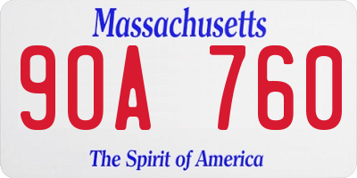 MA license plate 9OA760