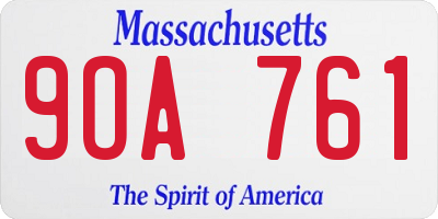 MA license plate 9OA761