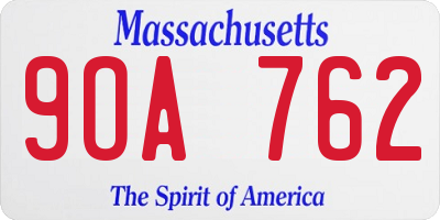 MA license plate 9OA762