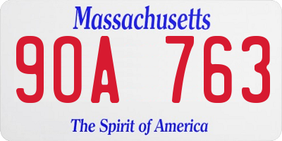 MA license plate 9OA763