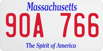 MA license plate 9OA766