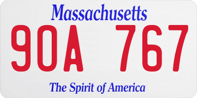 MA license plate 9OA767