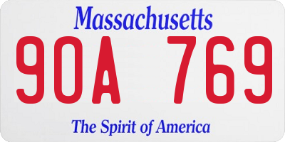 MA license plate 9OA769