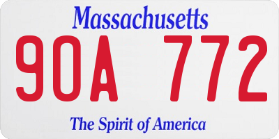 MA license plate 9OA772