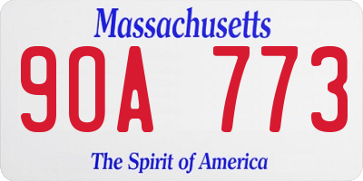 MA license plate 9OA773